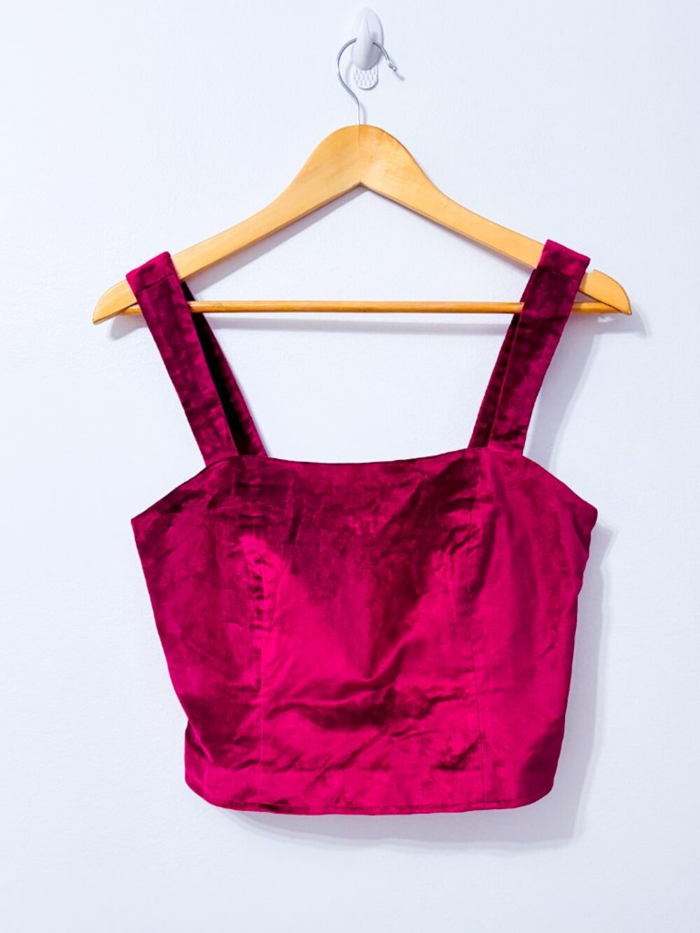 MAEVE Raspberry Velvet Cropped Square Neck Corset Tank Top Size 6